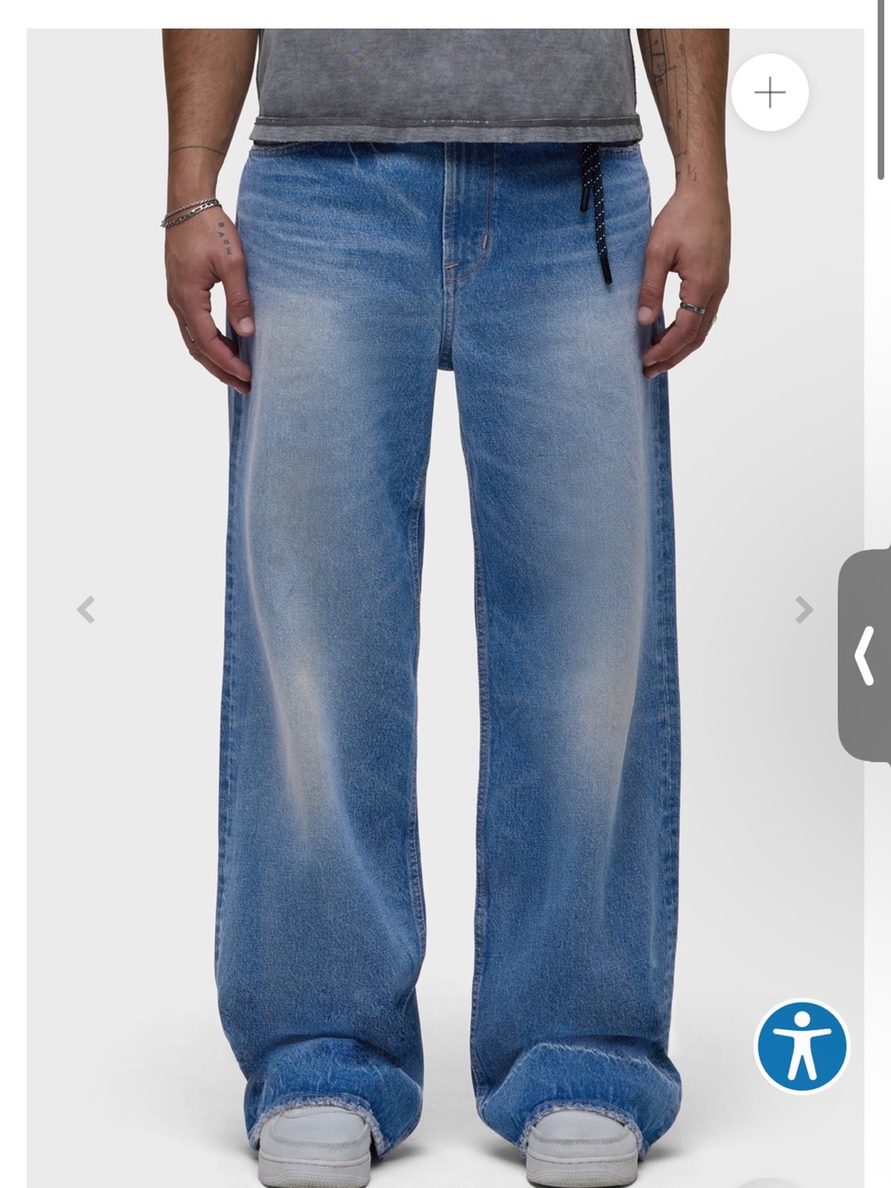 Relaxed Wide-Leg Men's Jeans in Light Blue